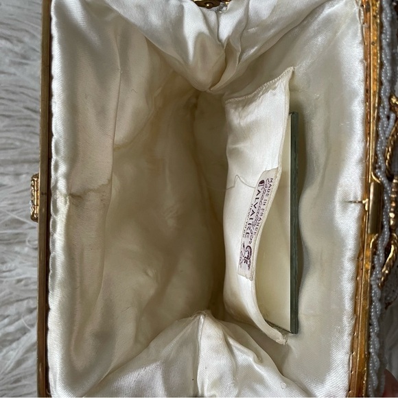 Calvaire New York Vintage Ivory Beaded Gold Hardware Small Evening Bag Pouchette - Picture 8 of 12